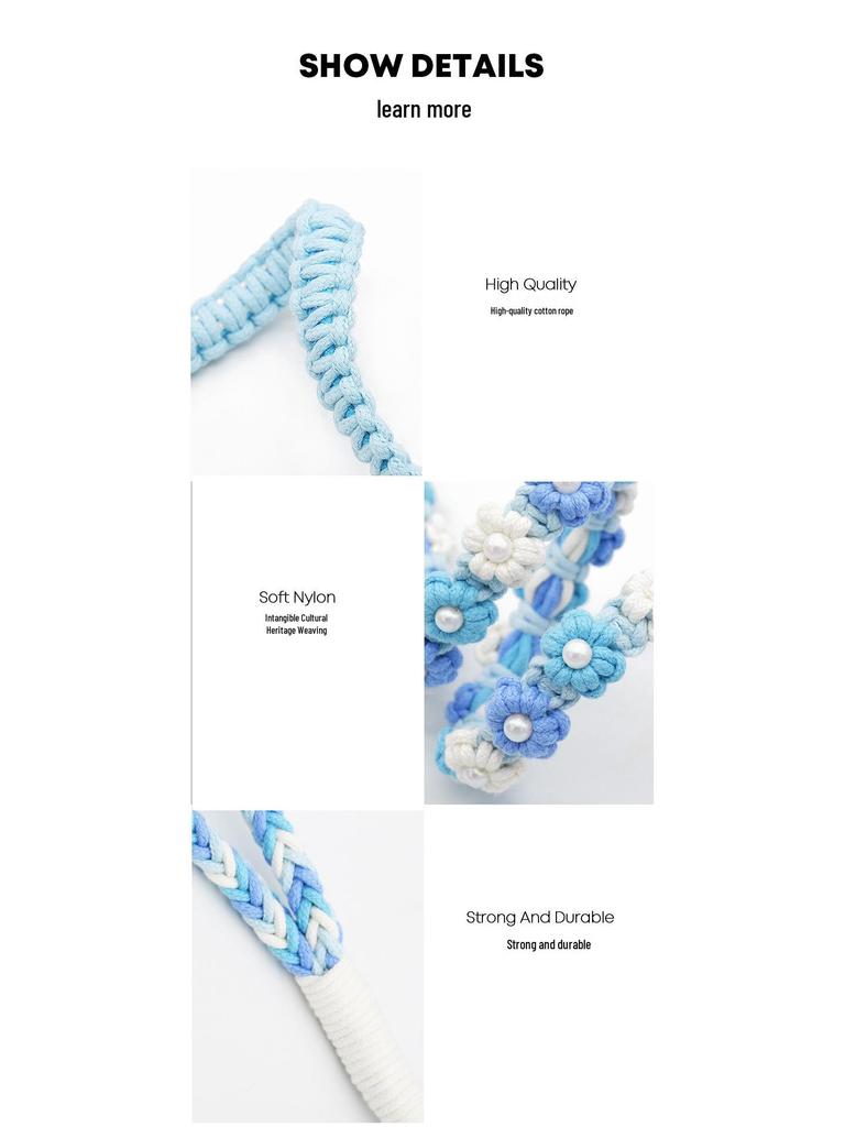 Ручна плетена повідка та ланцюг-нашийник для маленьких і середніх собак