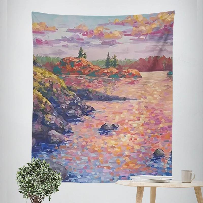 Oil Painting Landscape Beautiful Decorative Tapestry Home Wall Decoration Office Living Room Tapestry