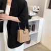 Summer Rattan Small Square Bag Casual Style Beach Bag Handbag Woven Handmade Top-handle Bag Shopping Portable Purse Totes