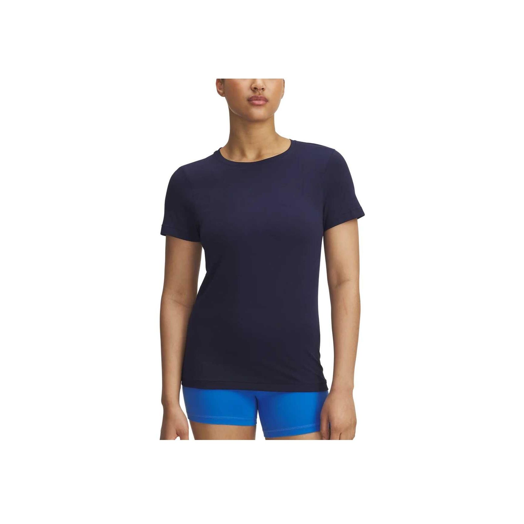 

Under Armour Meridian Soft Series Приятная к коже Универсальная Удобная Повседневная Футболка Женские Топы Выстиранный-Темно-синий 1388770-403 S