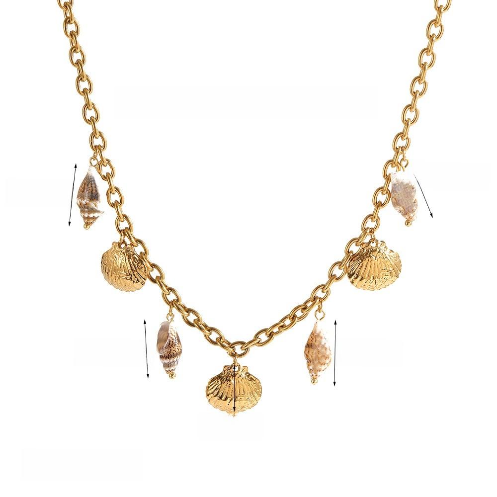 Seashell Pendant Necklace For Women With Adjustable Steel Chain Ocean Style Gift For Her