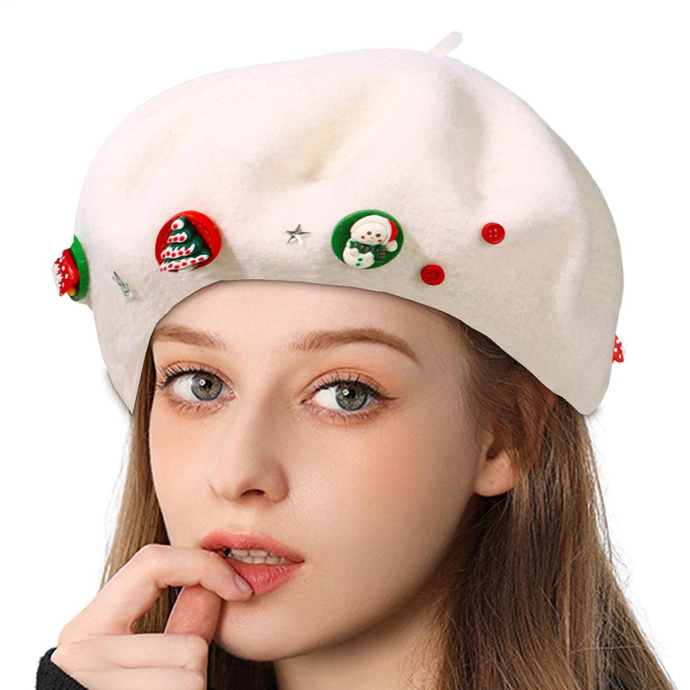 Beret Hat Christmas Decoration Beret Winter Caps For Winter Fall Artist Girls Women Ladies Dress Costume Birthday Holiday