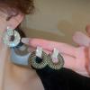 Vintage Full Crystal Geometric Round Earrings For Women Jewelry Trending Luxury Korean Fashion Earrings