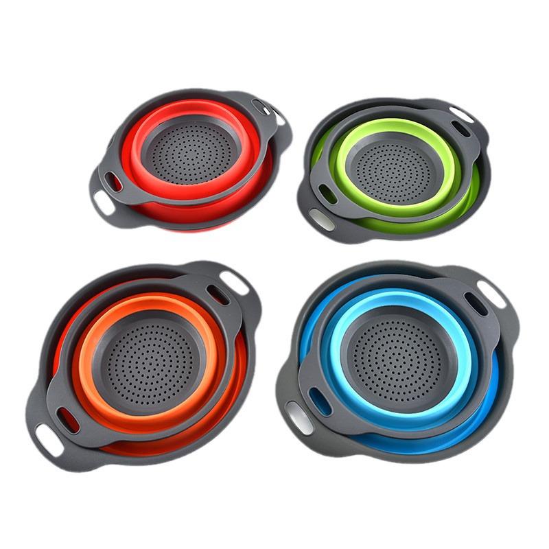 Foldable Silicone & PP Multifunctional Kitchen Drain Basket for Fruits & Vegetables
