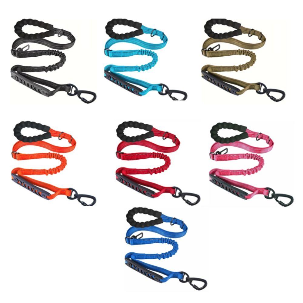 Shock Absorbing Reflective Pet Dog Leashes Elastic Buffering with Car Safety Buckle Dog Walking Rope Wear Resistant