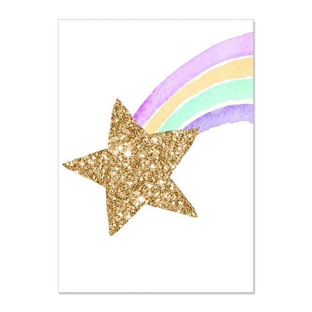 Unicorn Cloud Rainbow Wall Art Canvas Painting Nursery Posters And Prints Wall Pictures Baby Kids Room Décor No Frame