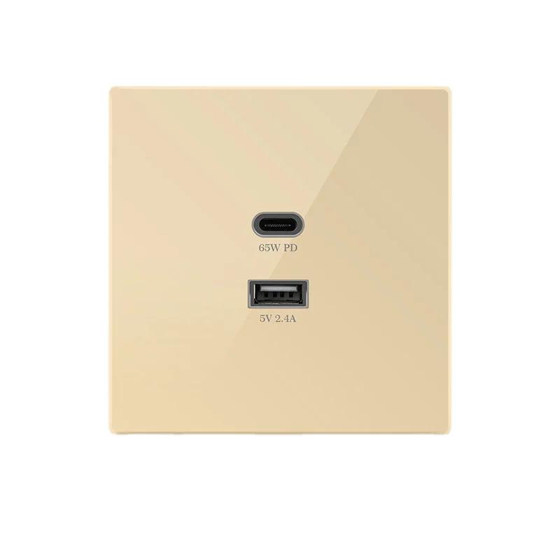 Universal 2 Port 30W 65W Type-c Super Fast Charging Wall Socket, White/gold/gray/black Uk 2.4A Usb C Plug Adapter 220V Outlet