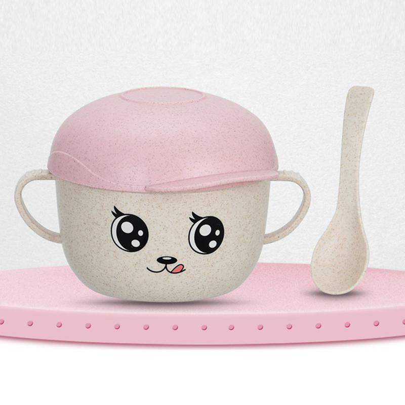 

2 шт./набор столовых приборов для кормления детей, пшеничная мультяшная детская посуда, набор столовых приборов для детей, противоожоговая тарелка, учебная миска + ложка