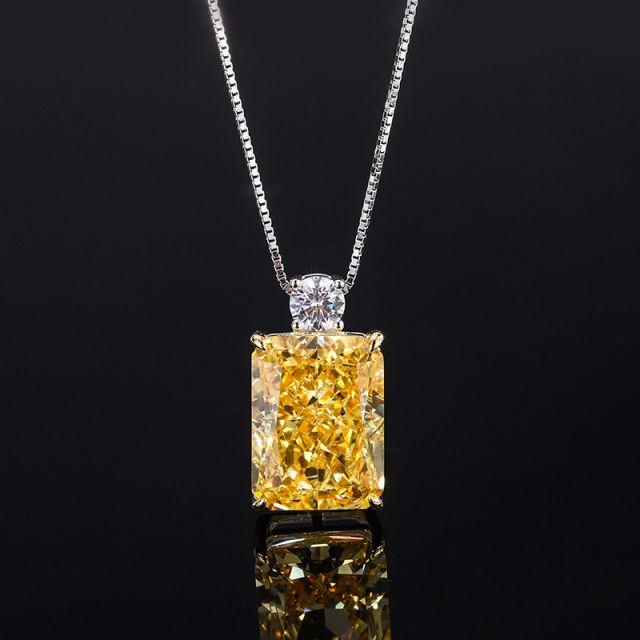 Minimalist 925 Sterling Silver Necklace Tassel Geometric Green Yellow Diamond Cubic Zirconia  Ladies Necklaces Chain