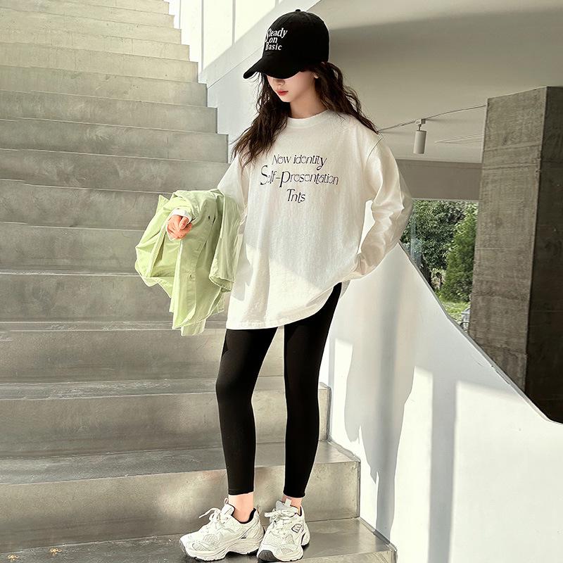 

Осенний хлопковый комплект для девочек: рубашка и куртка с вышивкой букв - Мода 2025 140 cm