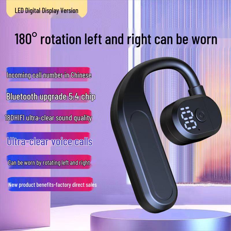 High-End Wireless Single-Ear Bluetooth Headset with Ear-Hook Design, Superior Bass, and Long Battery Life