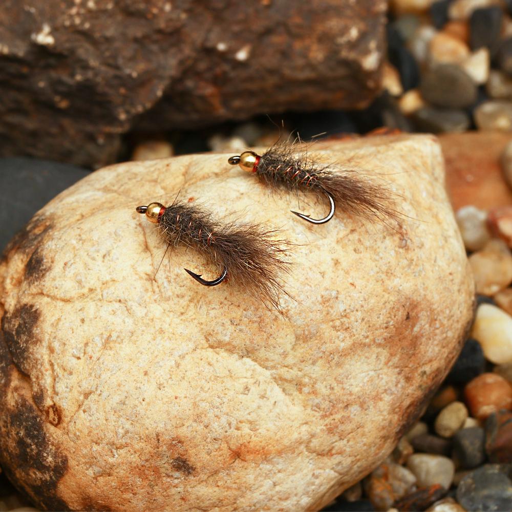 4 Stück/6 Stück Messingperlenkopf-Eichhörnchenhaar-Nymphen, natürliche graue Fliegen, künstliche Insektenköder, Forellen-, Äschen- und Barschangelköder