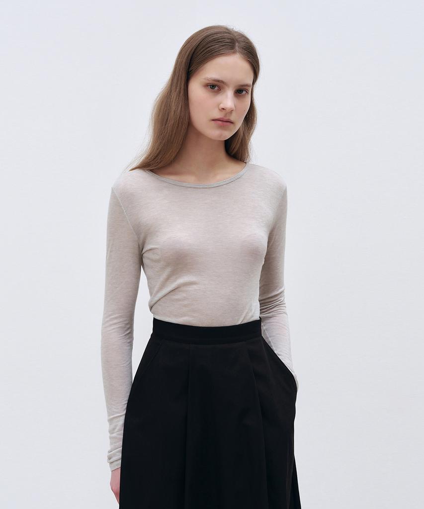 Roeil Clear Tencel Round T-Shirt - Melange Gray