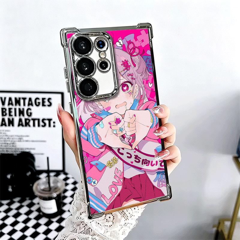 Anime Kwaii Girl Ins Style Plating Phone Case For Samsung Galaxy S24 S25 FE S26 Edge S23 Ultra S22 S21 Plus S20 Anti-Fall Airaba