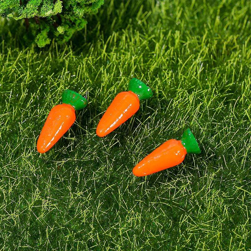 Miniature Rabbit and Carrot Resin Garden Decoration