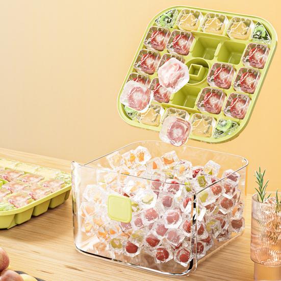 Ice Cube Mold 48 Grids Reusable Refrigerator Ice Maker Drawer Design Ice Tray Portable Easy Release Homemade Ice Making Tools Whiskey Cocktail Coffee