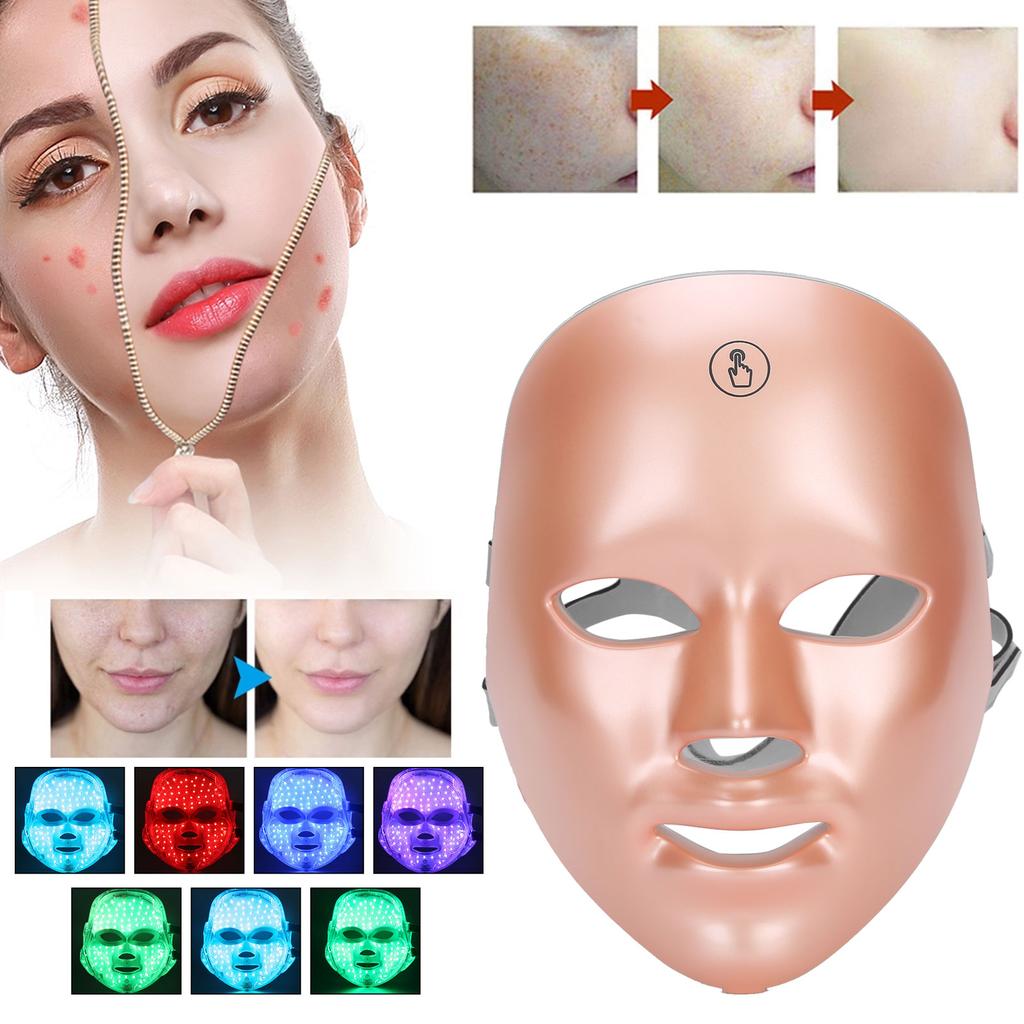LED Photon Skin Rejuvenation Machine Acne Removal Color Light Therapy Face Shield Gold