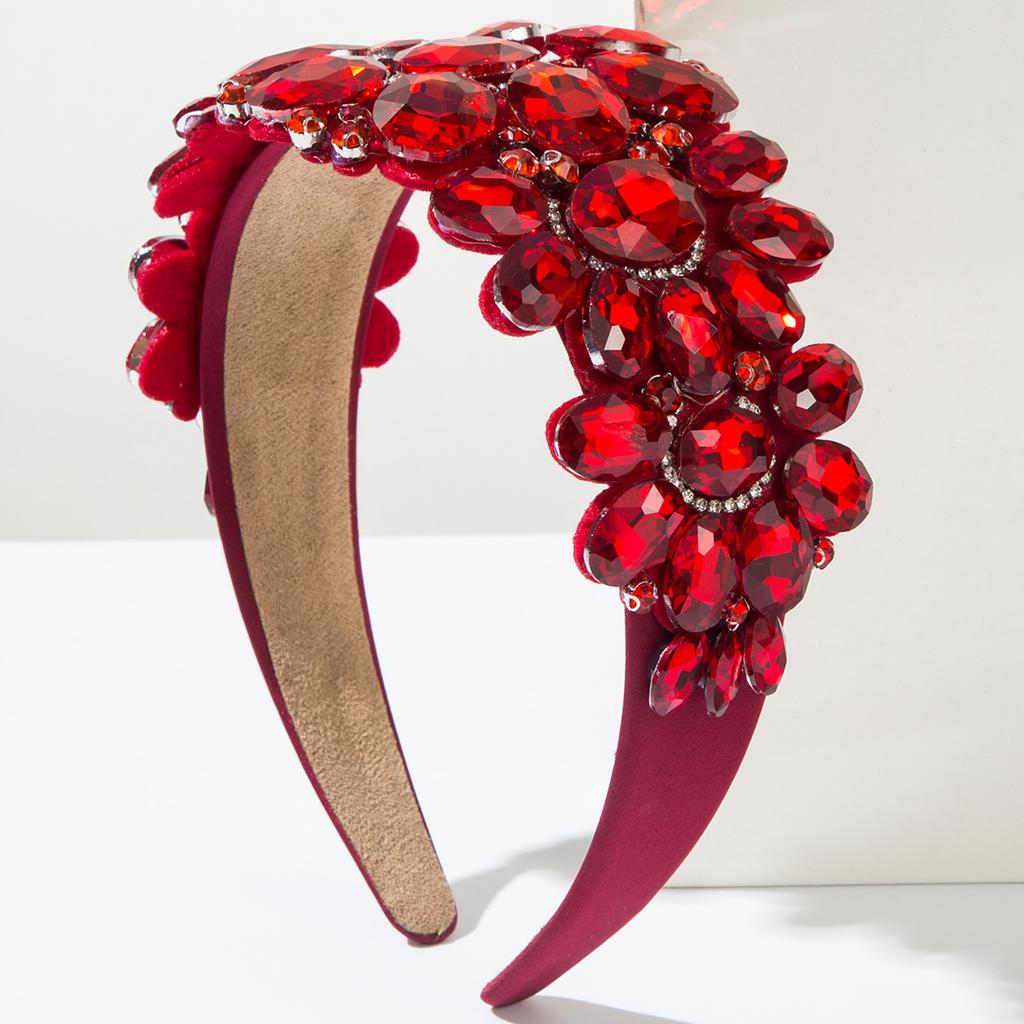 Fashion Baroque Wide-Brimmed Glass Drill Headband Heavy Industry Full Diamond Super Shiny Retro Luxury Ball Hair Accessories