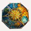 Stained Compass Rose Window ArtUmbrella, Portable 3-Fold Compact Umbrella for Men & Women Gift