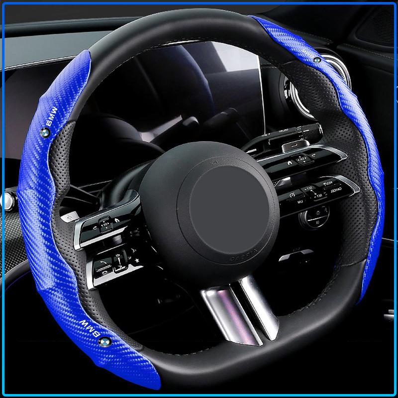 2pcs Carbon Fiber Non-Slip Steering Wheel Cover Car Accessories For BMW M Performance 1 3 5 7 Series M3 M4 M5 M6 X1 X3 X5 X6 X7 E30 E34 E36 E39 E4