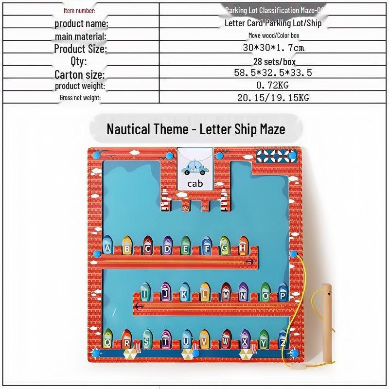 Magnetic Maze Car Parking and Alphabet Game for Spelling and Recognition