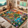 Dinosaur Theme Soft Crystal Velvet Rug Custom Name & Text Print Non Slip Floor Rug for Bedroom Living Room