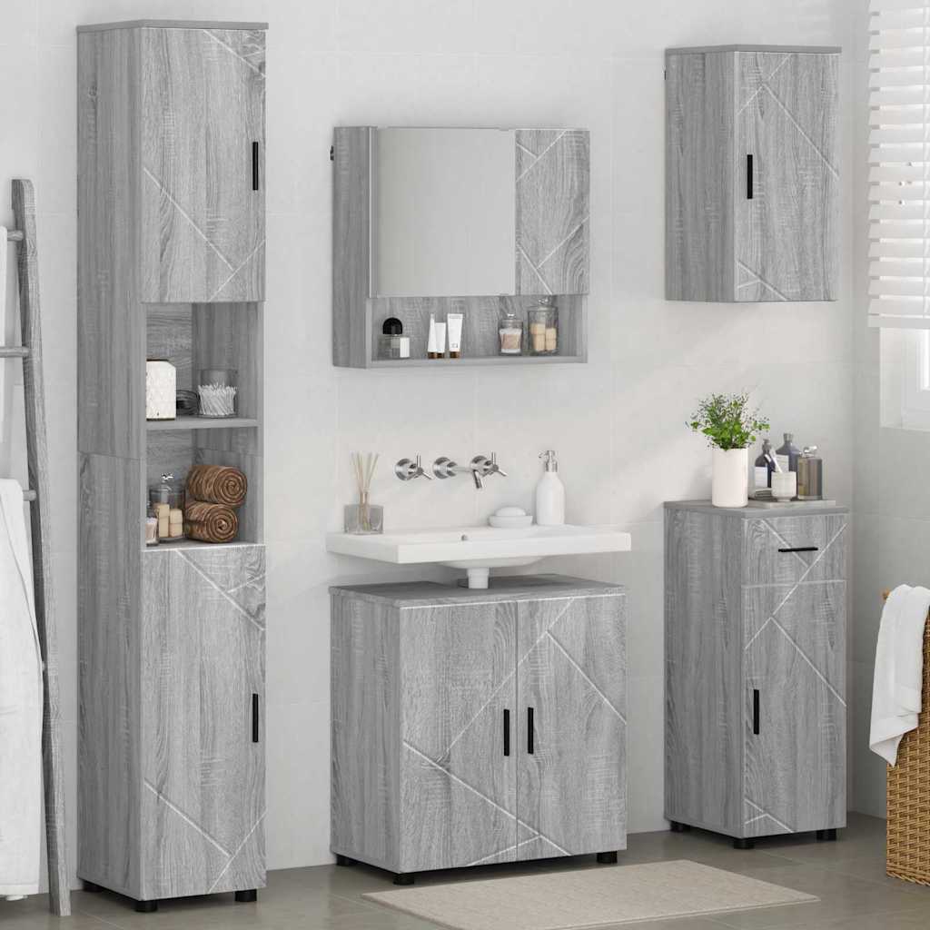 Bathroom Furniture Set 5 Pieces Grey Sonoma 61 X 35 X 64 Cm