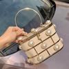 Metal Birdcage Hollow Bucket Bag Shiny Not Glittering Rhinestone Premium Pearl Portable Dinner Bag