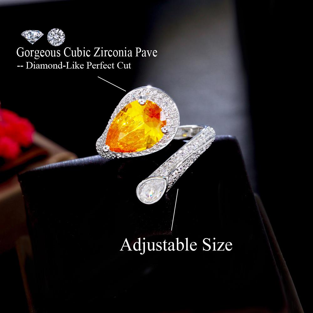 CMM Jewelry Damen-Ring im europäischen Stil mit großem Zirkonia und geometrischem Muster