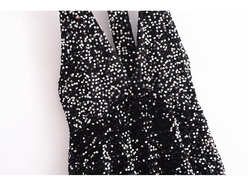 Women's 2024 Winter European & American Style Sequin Balloon Dress