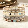 Bohemian Bracelet Braided Multi-Layered Faux Leather Rope Casual with Square