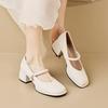 Mary Jane-skor med fyrkantig tå för kvinnor, lågskurna, ord med tjock klack, damskor