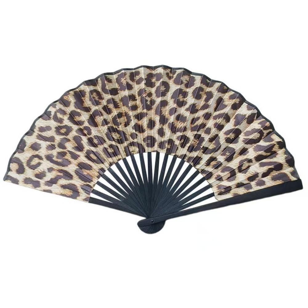 

23 Cm Kung Fu Fan Large Dance Fan Decoration Folding Hand Fan Party Leopard print