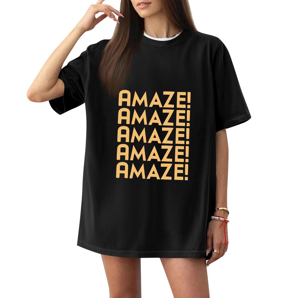 Women's Casual Printed T-Shirt Round Neck Pullover Short Sleeve Top