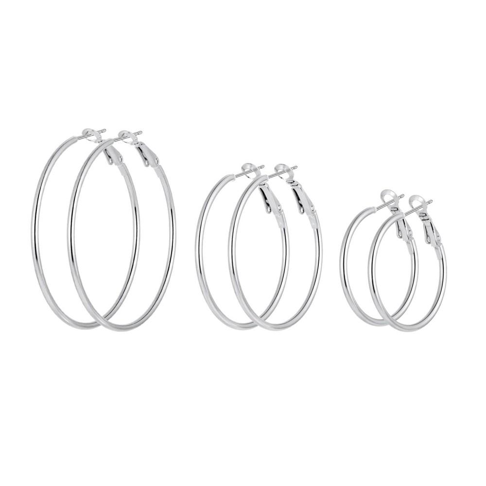 

3 пары серег-колец для женщин, набор серег-колец из нержавеющей стали, легкие большие серьги-кольца для женщин, набор серег-петель 1 Pair 30mm