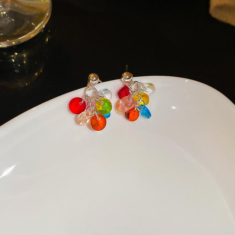 Dopamine Geometry Element Ring Earrings Women's Round Face Explosion Premium Sense Earrings Niche Design Stud Earrings Sweet Earrings