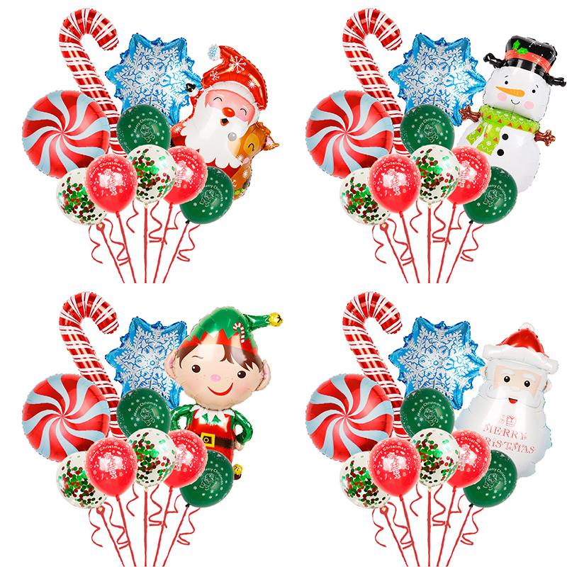 Weihnachtsballonanzug Weihnachtsmann Schneemann Elch Weihnachtsbaum DIY Weihnachts-Globos Kindergeschenke für Zuhause Neujahr 2024 Navidad Dekor