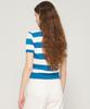 CARGOBROS FOR WOMAN Striped Collar Short Sleeve Knit (Blue)