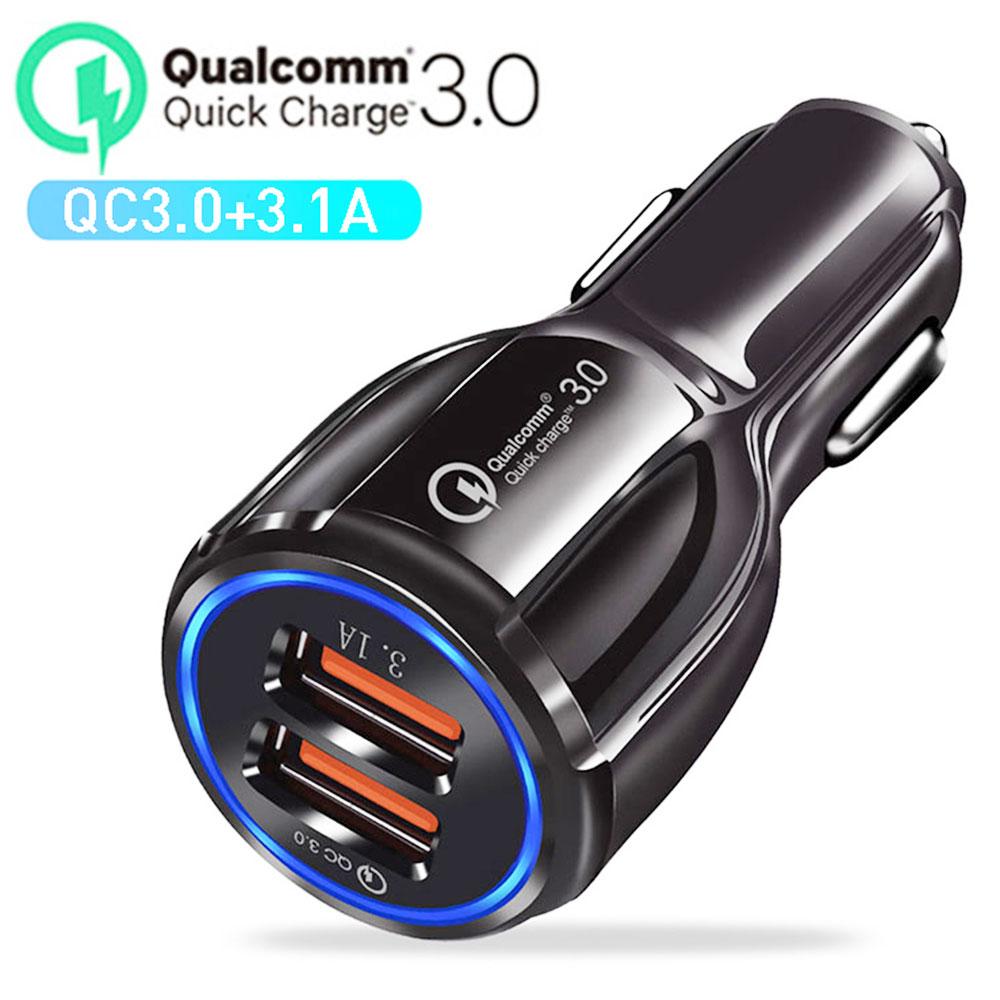 

3.1A Dual USB автомобильное зарядное устройство 2 порта ЖК-дисплей 12-24 В автомобильный прикуриватель автомобильное зарядное устройство для iPhone 12 11 Pro Samsung