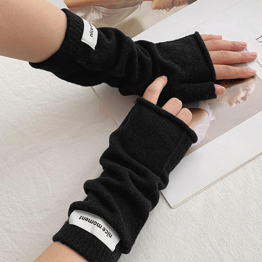 

Pure Color Fingerless Gloves Arm Warmers Elbow Mittens Harajuku Style Anime Gloves Women Wear чорний