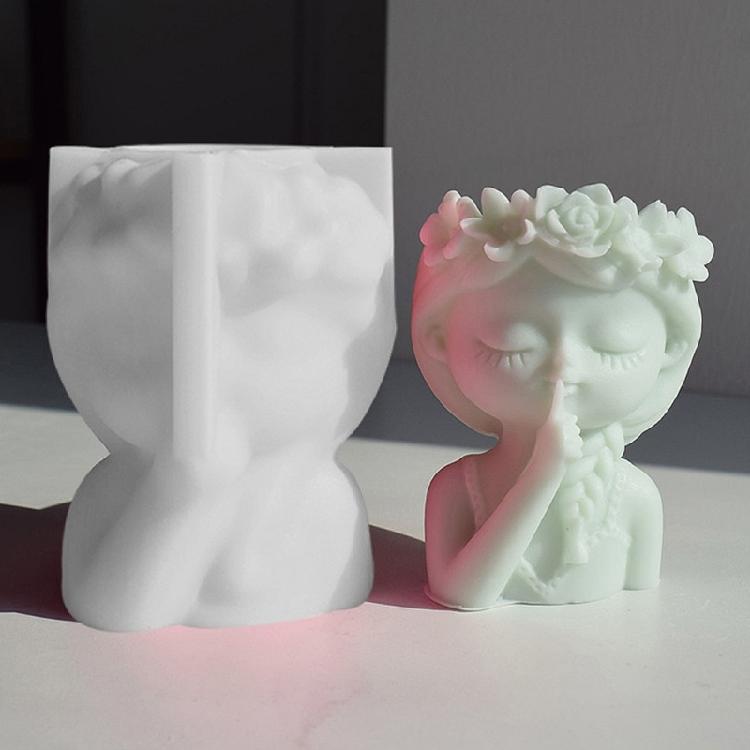 3D Teenager Girl Planter Silicone Mold Candle Candy Decorating Tool Household