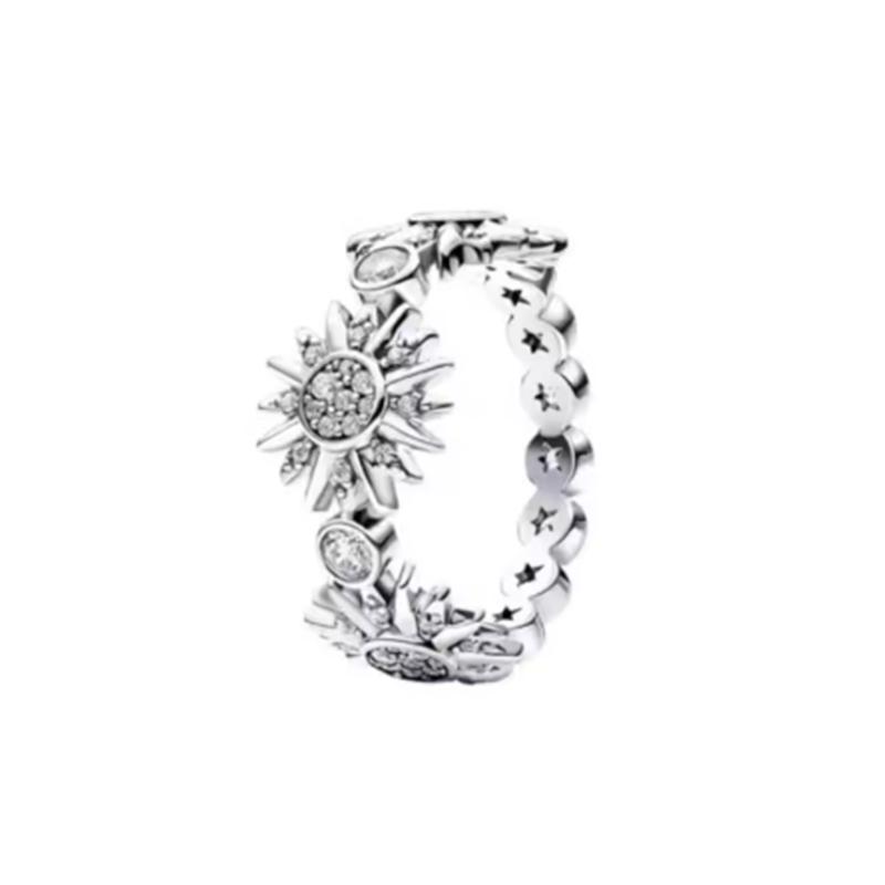 New 925 Silver Sparkling Bow Double Hearted Zircon Ring for Women DIY High Quality Wedding Jewelry Gifts