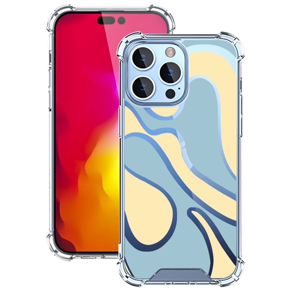 For iPhone 16 Pro Case Colorful Wave Pattern Printing Soft TPU+PC Phone Cover