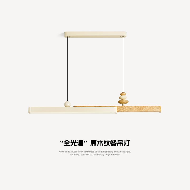 Cream Led Restaurant Pendant Light Retro Dining Table Bar One-word Long Chandelier Modern Simple Home Indoor Decor Lighting Lamp