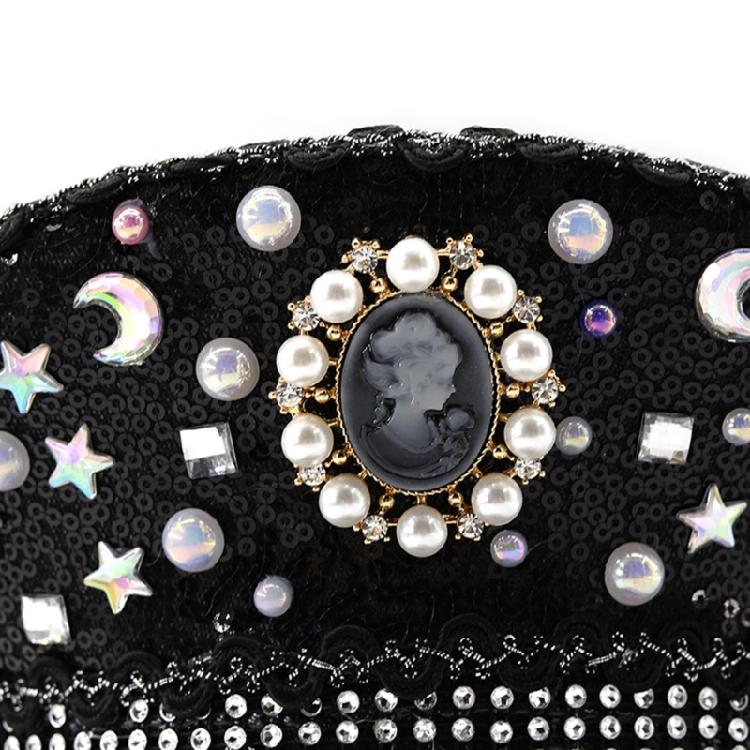 Bridal Captain Hat Jeweled Rhinestones for Women Bride Hat Sparkling Sequins Eye-catching Photo Props