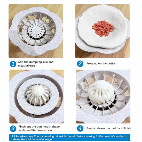6.6'' Baozi Maker Machine,Food-Grade Material Big Dumpling Bao Bun Mold,Kid Easy To Use And Clean Momo Maker,Dumpling Crimper Maker Quick Made Pastry