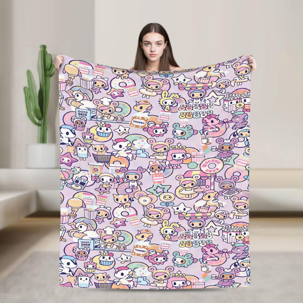 T-Tokidoki-S Warm Soft Blanket Decorative Plush Throw Blanket Street Trend Couch Chair Flannel Bedspread Sofa Bed Cover