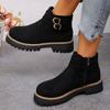 Short Boots Women's Winter 2025 New Platform Round Toe Plus Size Belt Buckle Martin Boots