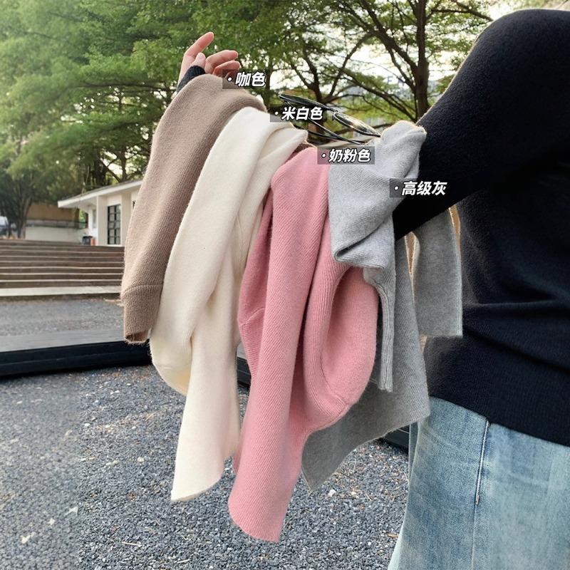Basic pink versatile turtleneck inner bottoming shirt women's spring new slim-fitting and thin knitted sweater