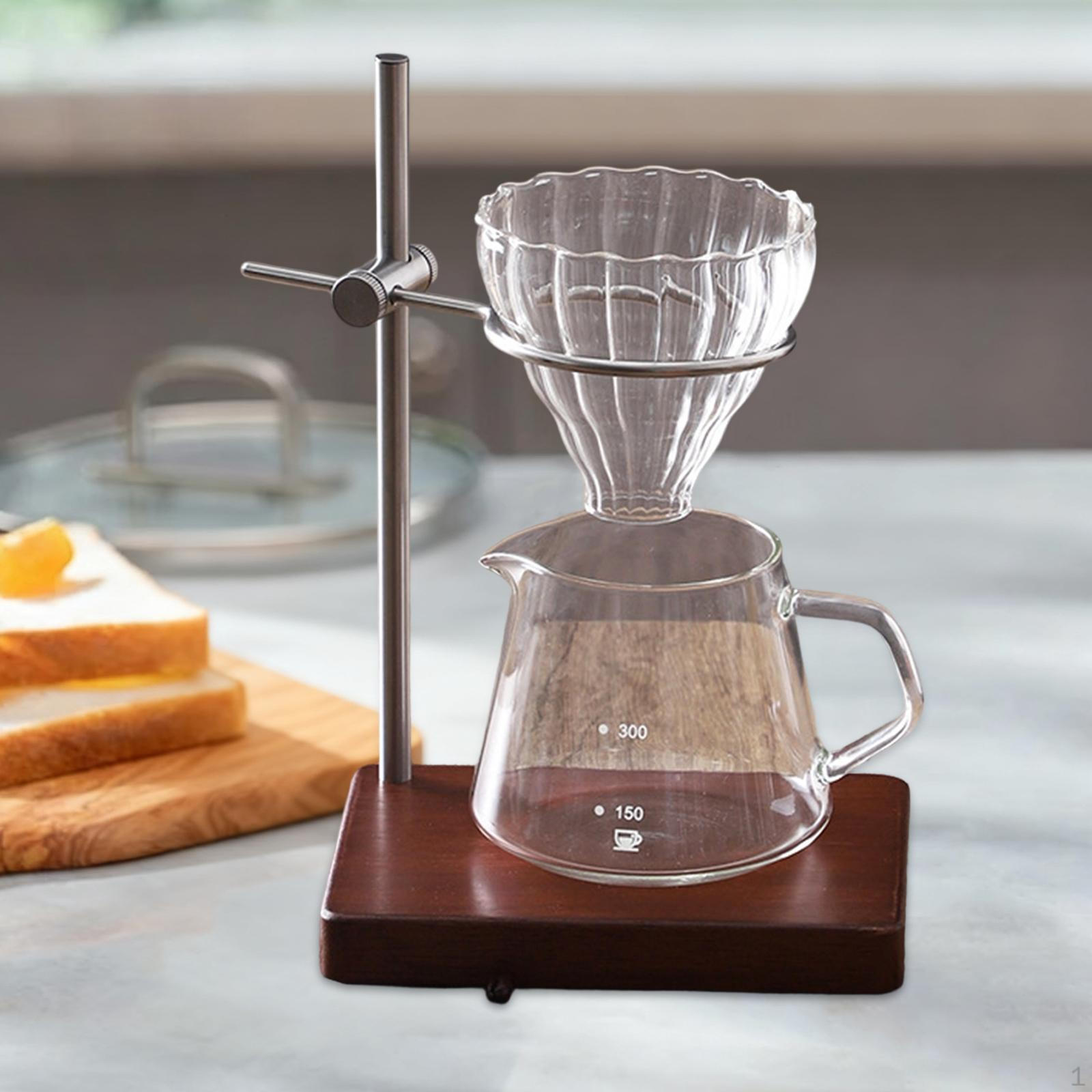 

Dripper Stand Espresso Machine Wooden Base Stainless Steel Adjustable Accessory Coffee Holder